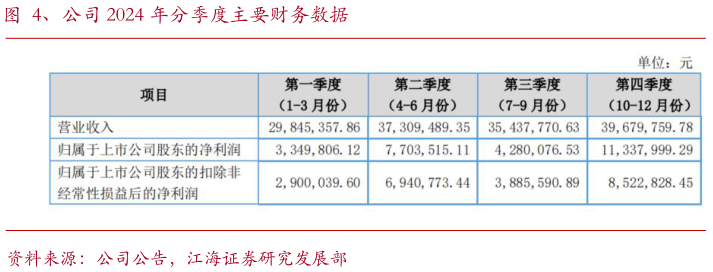 一起讨论下、公司 2024 年分季度主要财务数据?