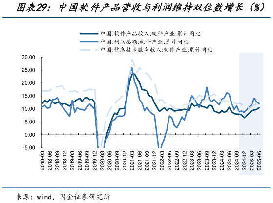 如何看待中国软件产品营收与利润维持双位数增长（%）?