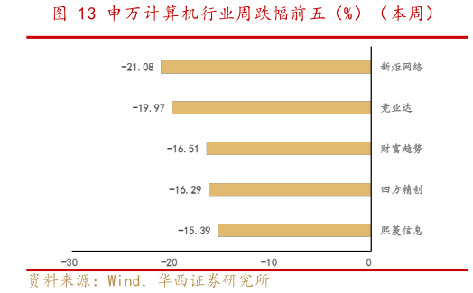 怎样理解申万计算机行业周跌幅前五（%）（本周）