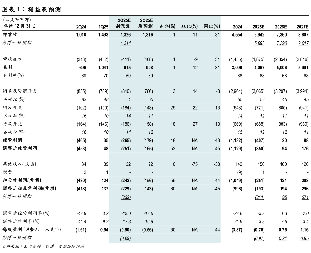 我想了解一下损益表预测