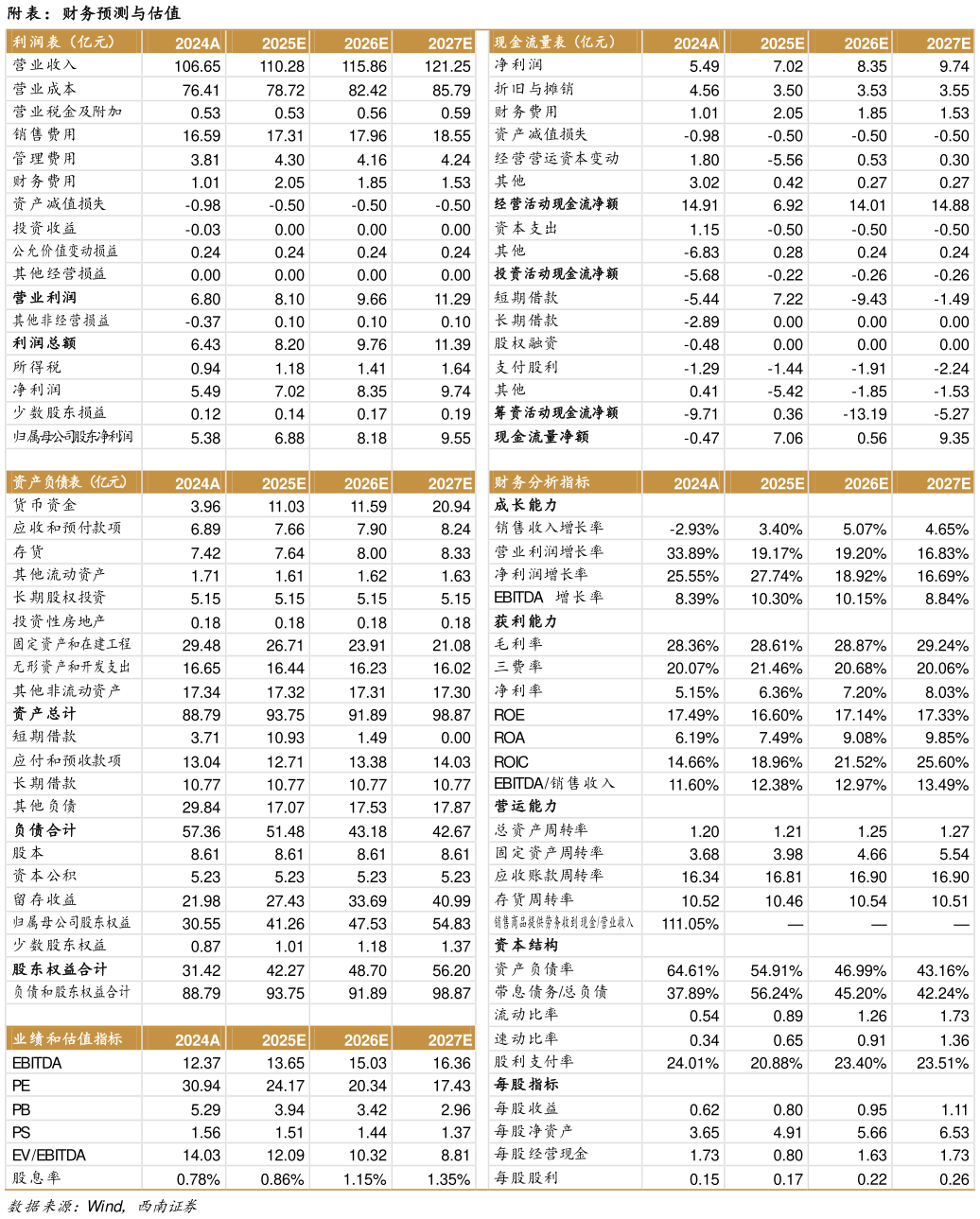 如何了解附表：财务预测与估值?
