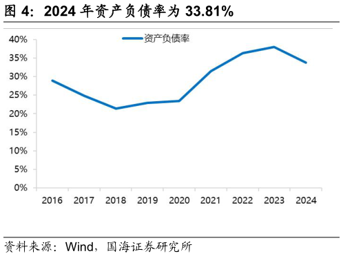 如何解释2024 年资产负债率为 33.81%?