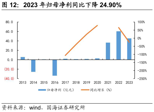 如何解释2023 年归母净利同比下降 24.90%?