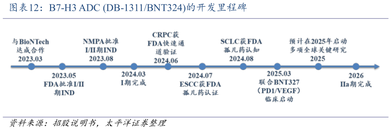 我想了解一下B7-H3 ADC DB-1311BNT324的开发里程碑?