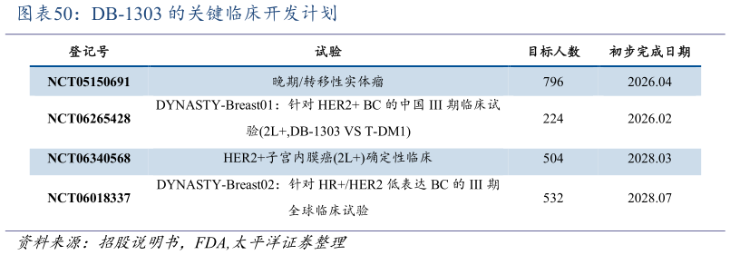 咨询下各位DB-1303 的关键临床开发计划?