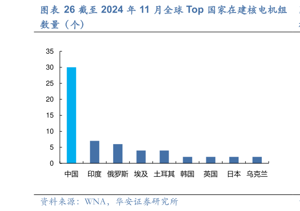 咨询下各位截至 2024 年 11 月全球 Top 国家在建核电机组?