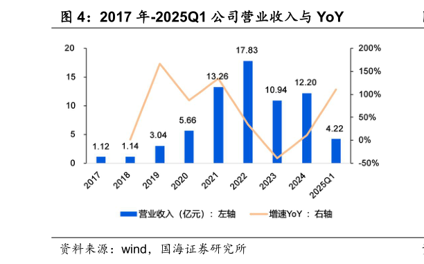 如何才能2017 年-2025Q1 公司营业收入与 YoY?
