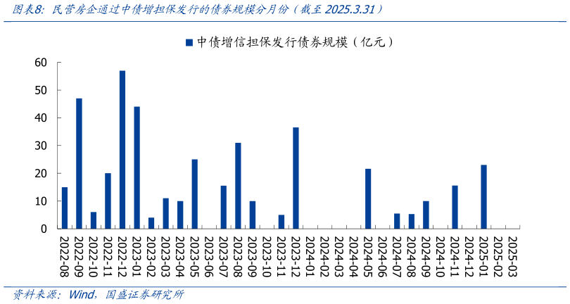怎样理解民营房企通过中债增担保发行的债券规模分月份（截至2025.3.31）