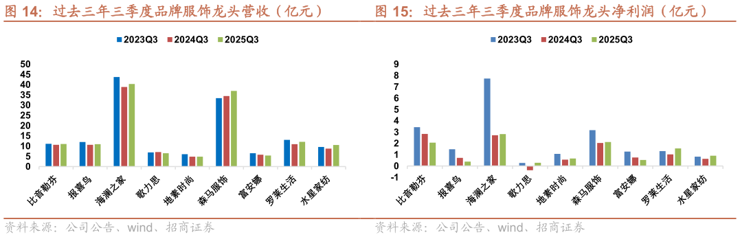 咨询下各位过去三年三季度品牌服饰龙头营收（亿元） 过去三年三季度品牌服饰龙头净利润（亿元）