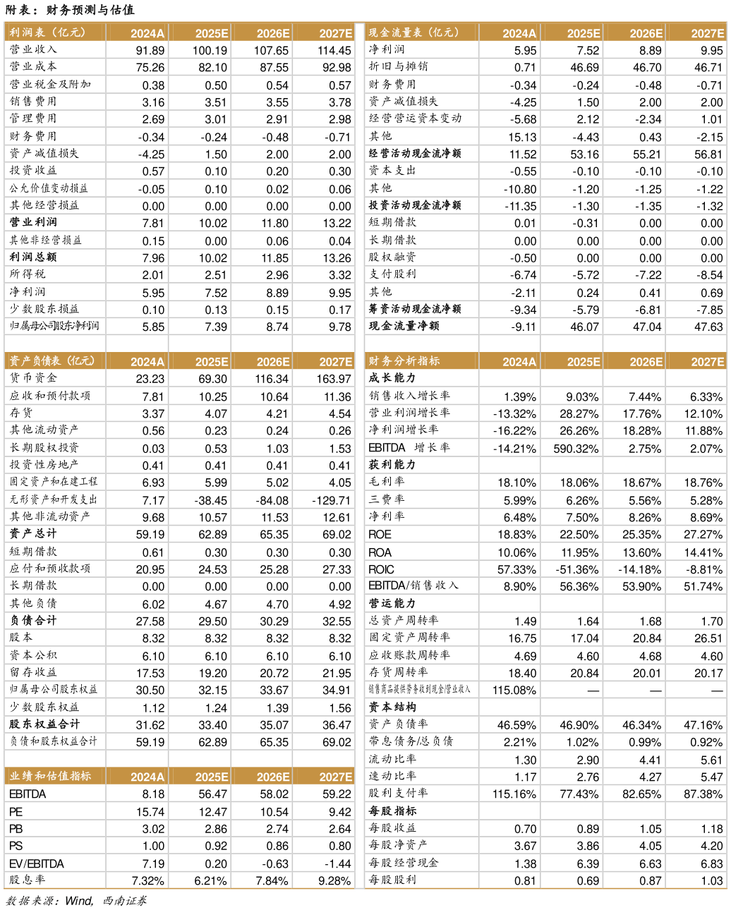 如何解释附表：财务预测与估值