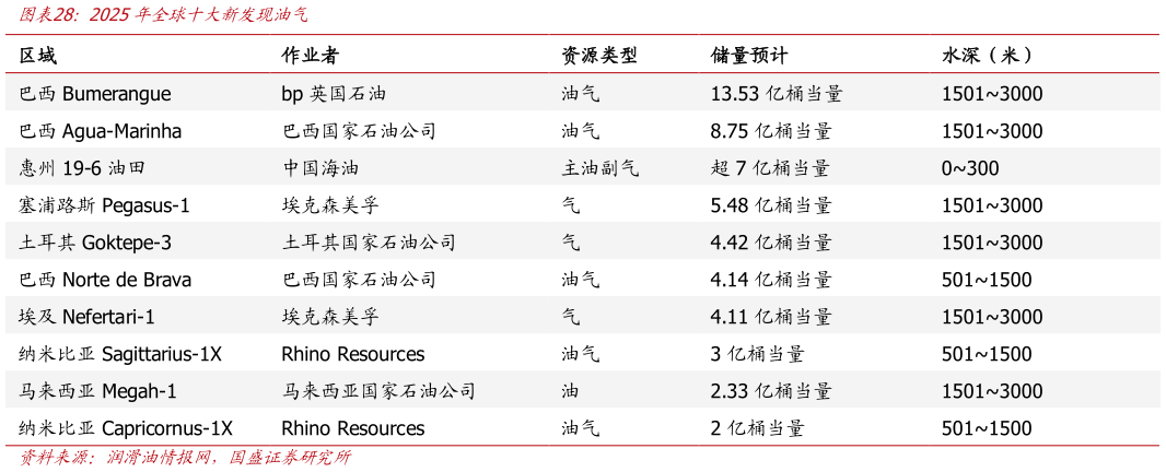 谁知道2025年全球十大新发现油气?
