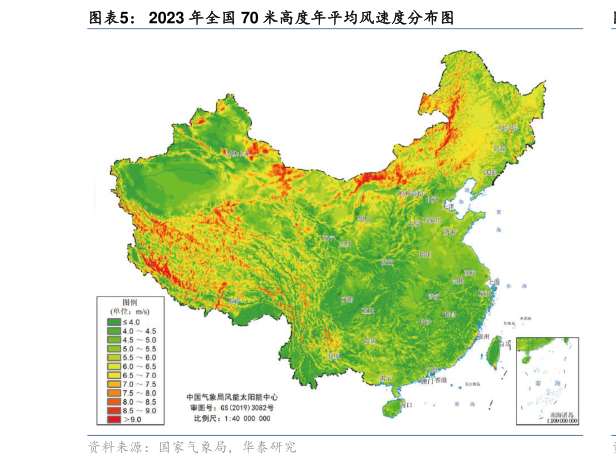如何了解2023 年全国 70 米高度年平均风速度分布图