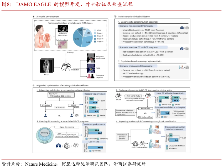 如何解释DAMO EAGLE  的模型开发、外部验证及筛查流程