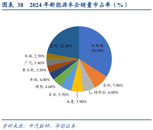各位网友请教一下2024 年新能源车企销量市占率(%)?