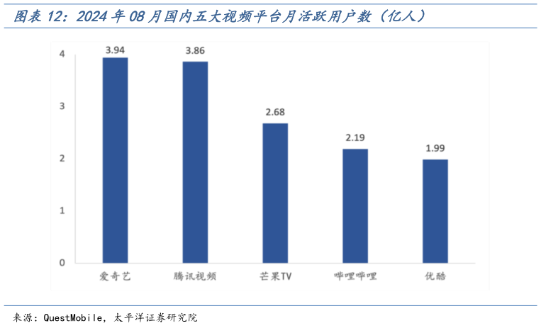 如何了解2024年08月国内五大视频平台月活跃用户数（亿人）?