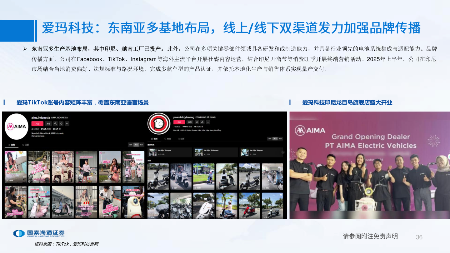 你知道 东南亚多生产基地布局，其中印尼、越南工厂已投产。此外，公司在多项关键零部件领域具备研发和或制造能力，并具备行业领先的电池系统集成与适配能力。品牌