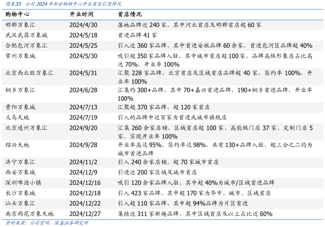 如何了解公司2024年部分购物中心开业首店引进情况