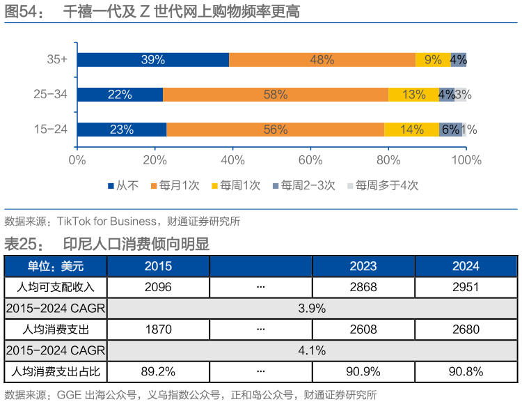我想了解一下千禧一代及 Z 世代网上购物频率更高 印尼人口消费倾向明显