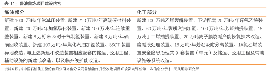 谁知道鲁油鲁炼项目建设内容