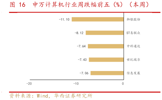 怎样理解申万计算机行业周跌幅前五（%）（本周）