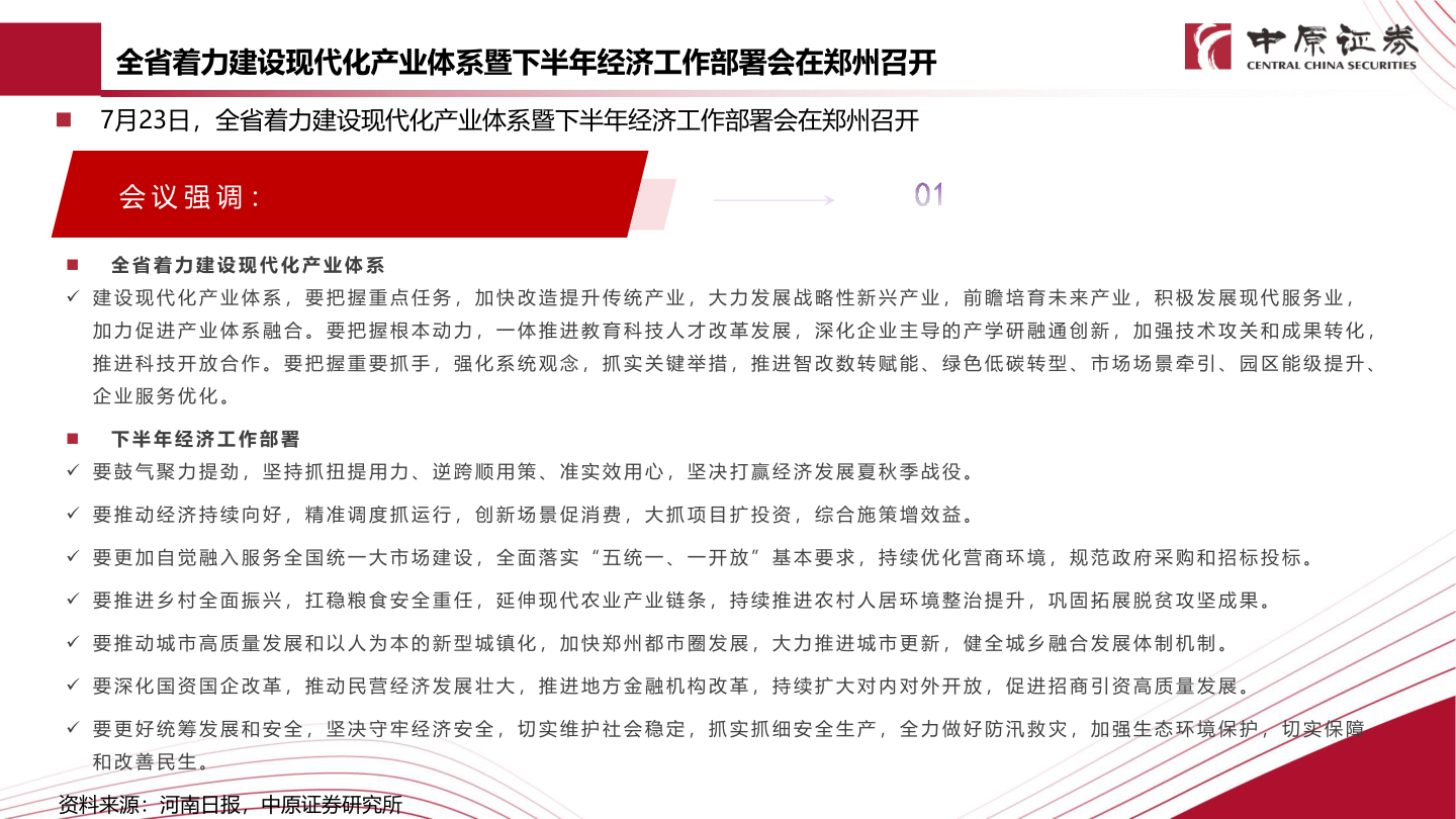咨询下各位全省着力建设现代化产业体系暨下半年经济工作部署会在郑州召开