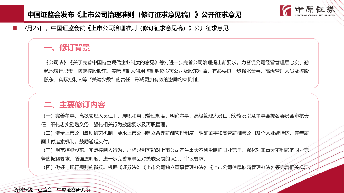 如何解释中国证监会发布《上市公司治理准则（修订征求意见稿）》公开征求意见