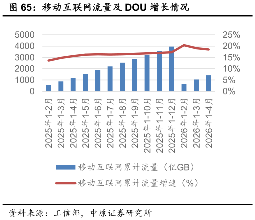 各位网友请教一下移动互联网流量及 DOU 增长情况
