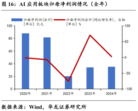 如何了解AI 应用板块归母净利润情况（全年）