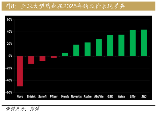 咨询大家全球大型药企在2025年的股价表现差异