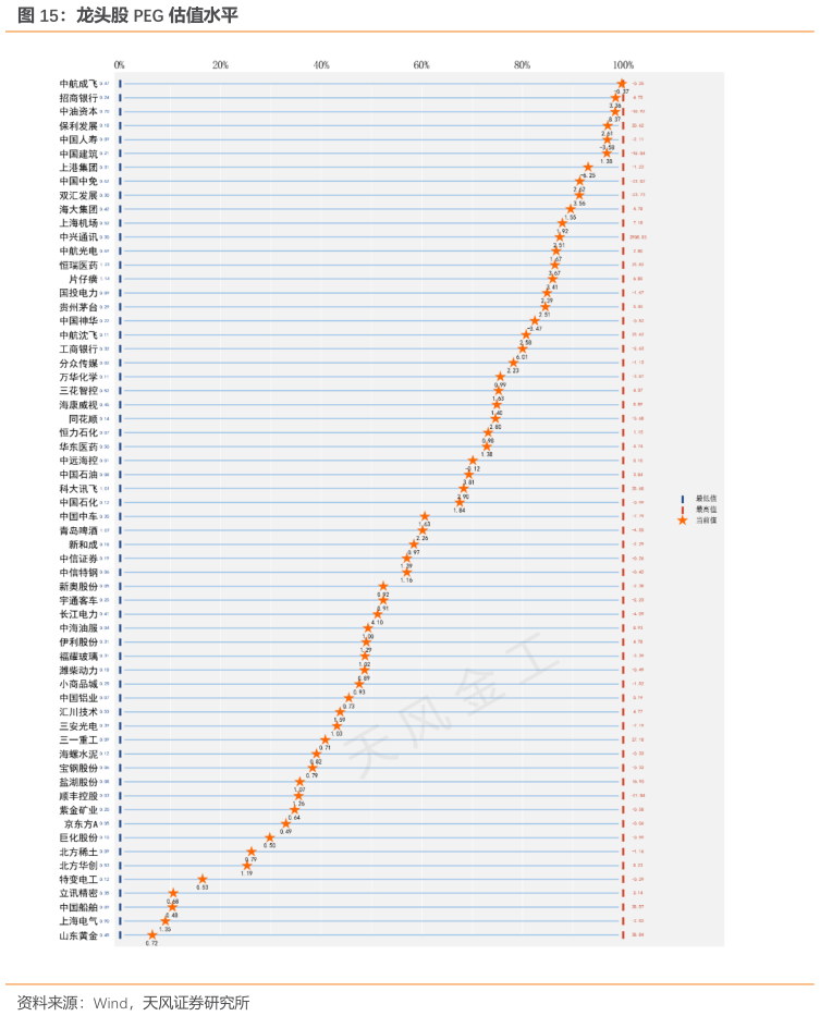 咨询大家龙头股 PEG 估值水平