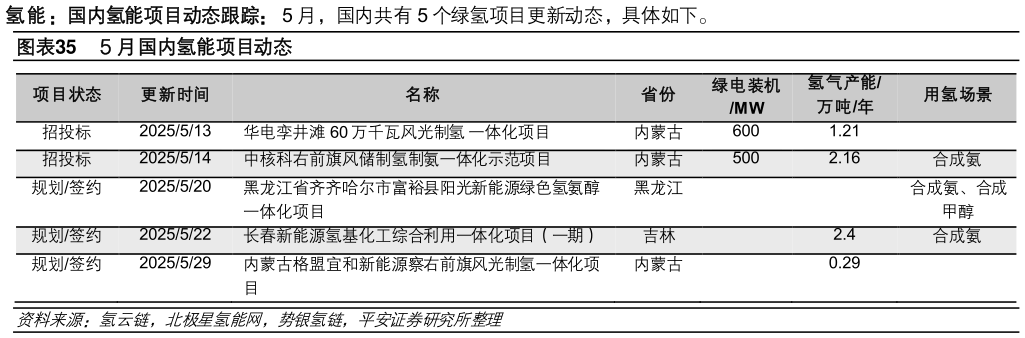 怎样理解5 月国内氢能项目动态