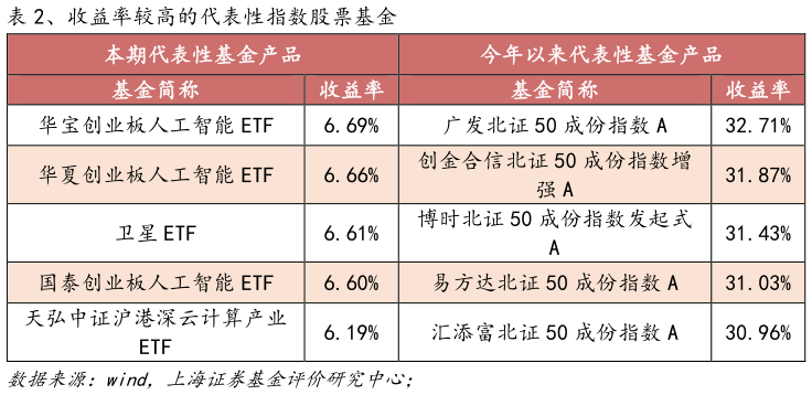 你知道、收益率较高的代表性指数股票基金