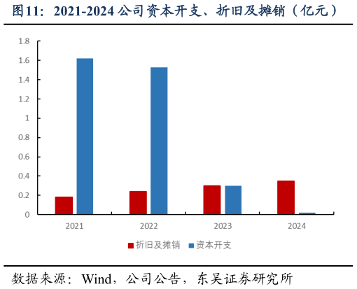 如何了解2021-2024 公司资本开支、折旧及摊销（亿元）