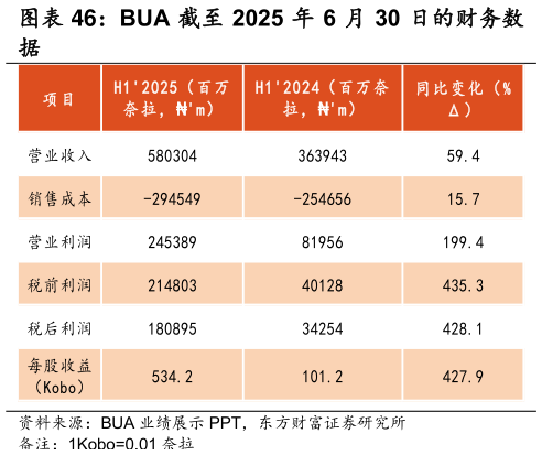 如何看待BUA 截至 2025 年 6 月 30 日的财务数?