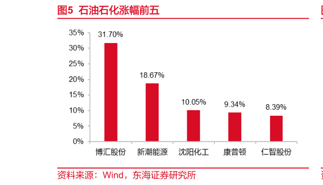 谁知道石油石化涨幅前五?