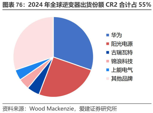 我想了解一下2024 年全球逆变器出货份额 CR2 合计占 55% 2023 年全球逆变器腰部企业竞争激烈