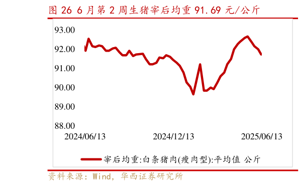 想问下各位网友6 月第 2 周生猪宰后均重 91.69 元公斤
