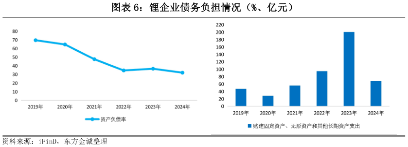 咨询下各位锂企业债务负担情况(%、亿元)?