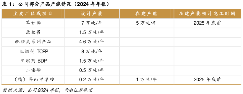 如何了解公司部分产品产能情况（2024 年年报）?