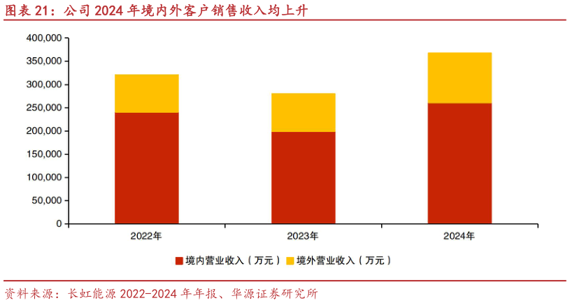 谁能回答公司 2024 年境内外客户销售收入均上升