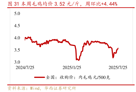 你知道本周毛鸡均价 3.52 元斤,周环比4.44%?