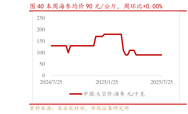 如何了解本周海参均价 90 元公斤,周环比0.00%?
