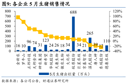 各位网友请教一下各企业 5 月生猪销售情况