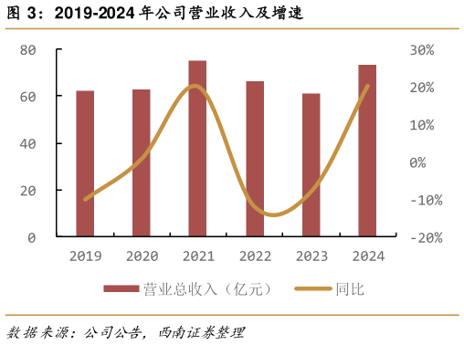如何看待2019-2024 年公司营业收入及增速?