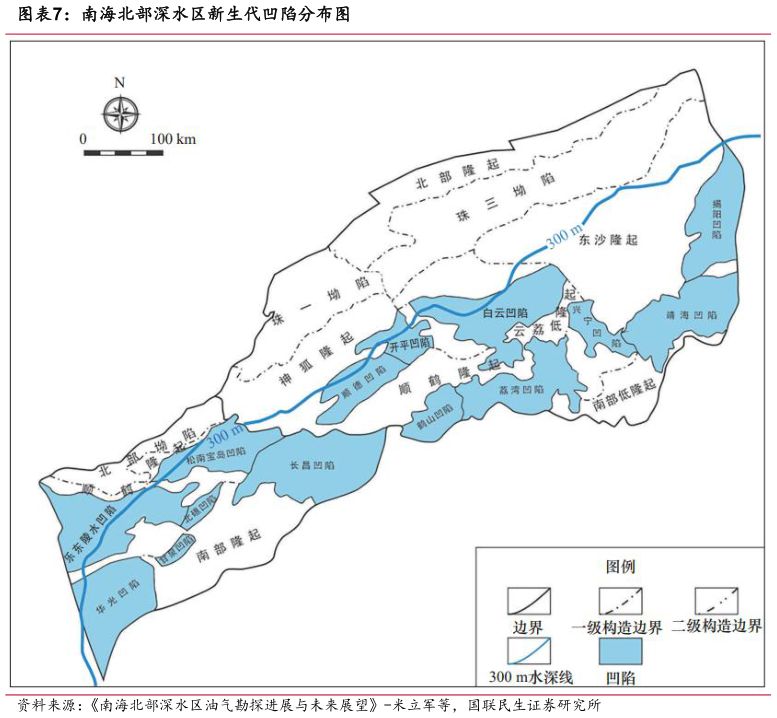 如何解释南海北部深水区新生代凹陷分布图?