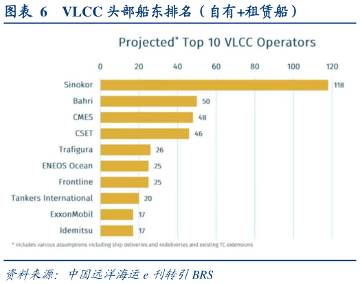 咨询下各位VLCC 头部船东排名（自有租赁船）?