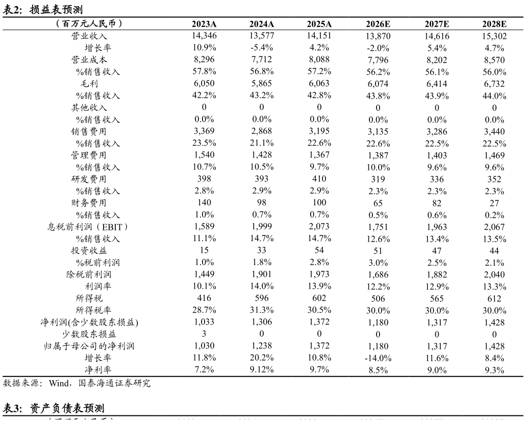 我想了解一下损益表预测
