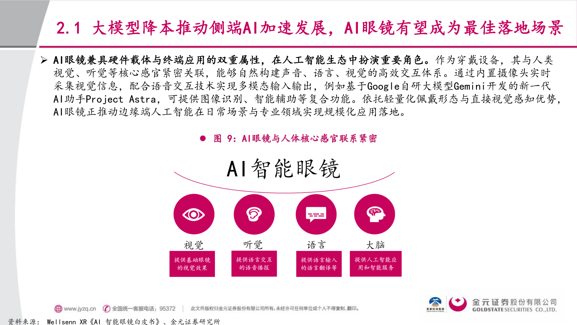 请问一下2.1 大模型降本推动侧端AI加速发展，AI眼镜有望成为最佳落地场景