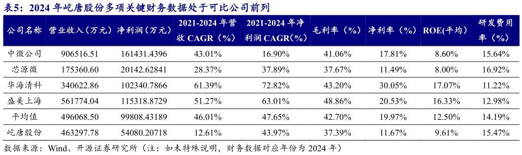 如何了解2024 年屹唐股份多项关键财务数据处于可比公司前列