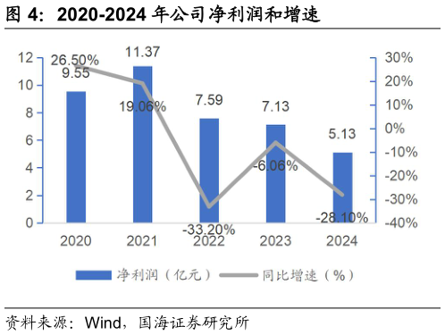 我想了解一下2020-2024 年公司净利润和增速
